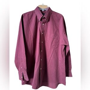 Roundtree & Yorke Maroon Men’s Long Sleeve Button Down Shirt Size 17 - 35